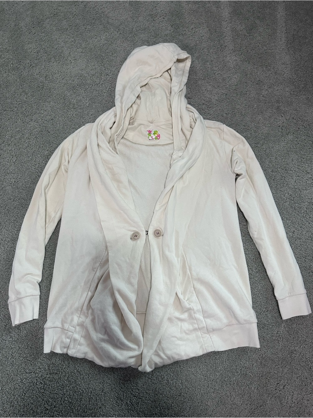 Free People Cream Hooded Button-Front sweater